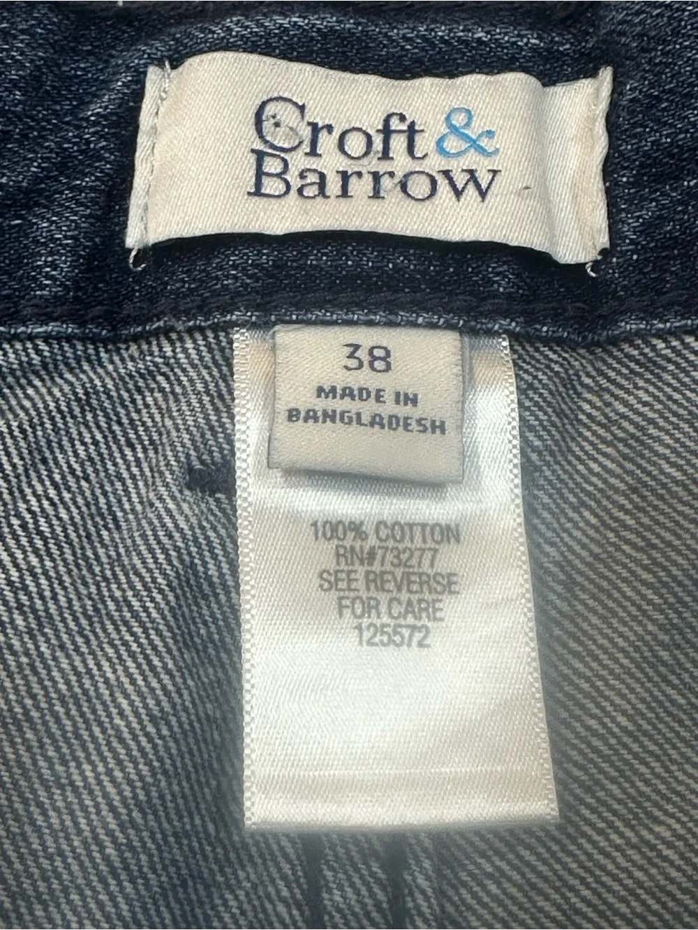 Croft & Barrow Men’s Dark Blue Denim Cargo Shorts Elastic Sides 6 Pockets Sz 38 - Picture 4 of 9